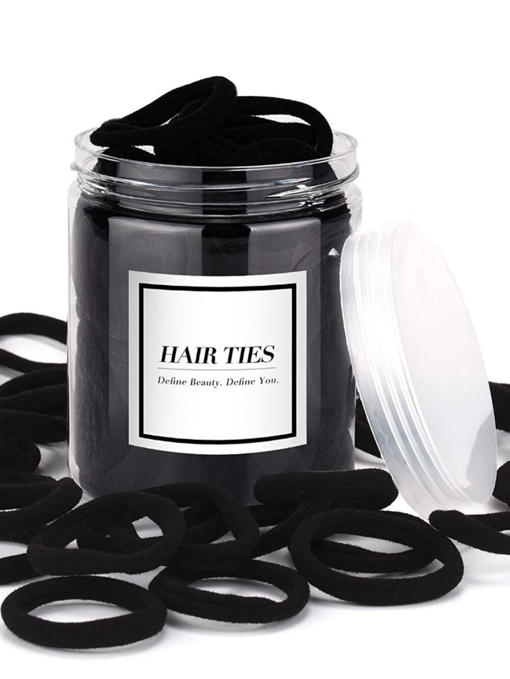 50PCS Black Hair Ties,Cotton Seamless Ponytail Holders
